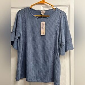 Como Vintage Textured Blue Blouse